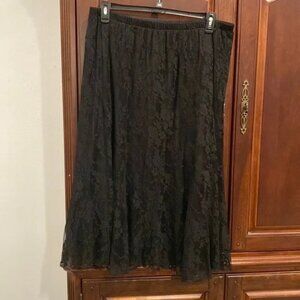 Worthington boho fairy whinsigoth y2k lace swirl maxi witchy black skirt, 1x